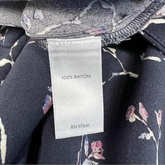 J. Jill Blue Pink Floral A-Line Rayon Midi Skirt Women’s Large - Picture 7 of 8